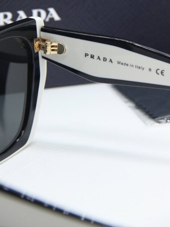 Prada PR15WS 09Q5S0 Square Sunglasses – Black/Talc\\Dark Grey main image 9